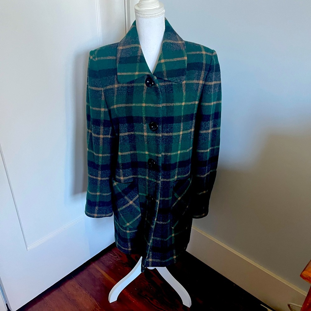 Vintage Green Plaid Coat
